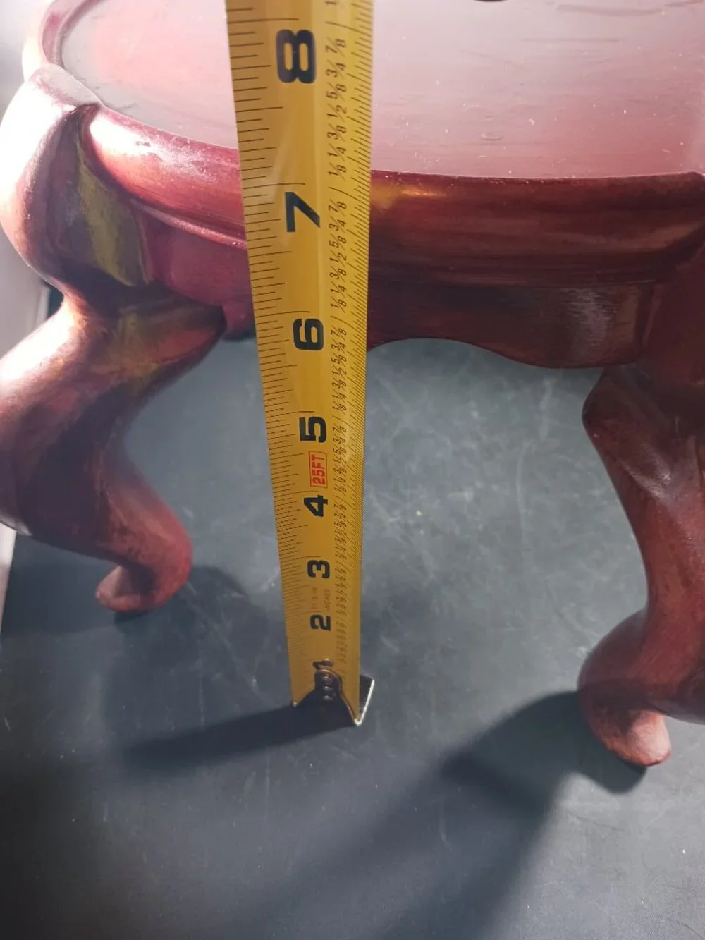 Carved Mahogany Asian Vase/Plant or Figurine Stand Base - Picture 2 of 7